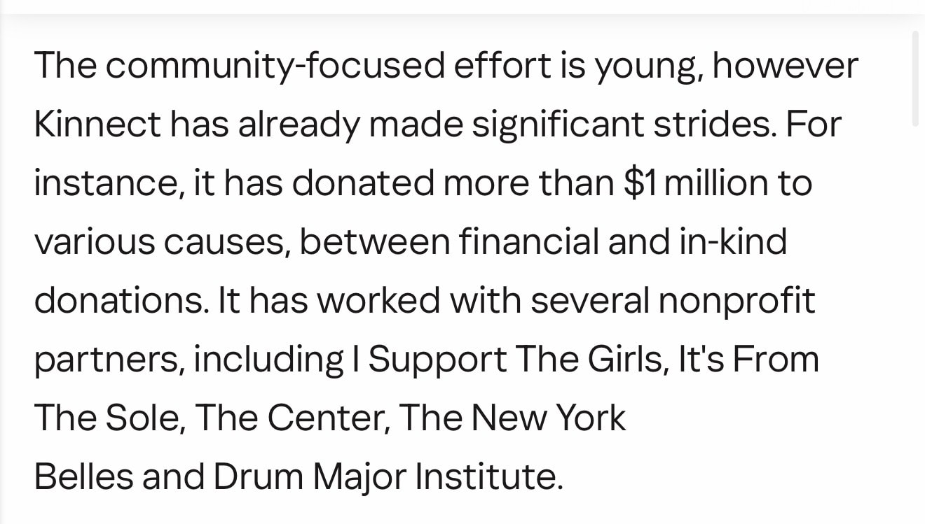 Kinnect by Kith — $1M+ donated to community causes including The New York Belles