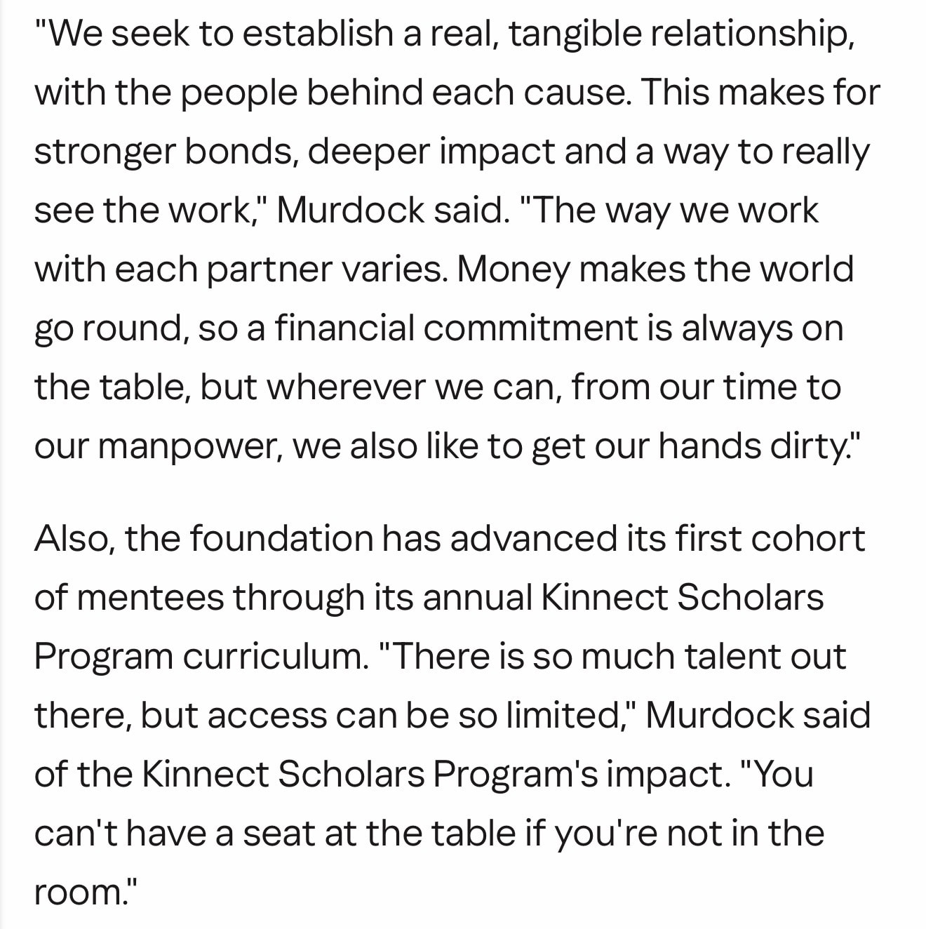 Kinnect by Kith — partnership philosophy and Kinnect Scholars Program